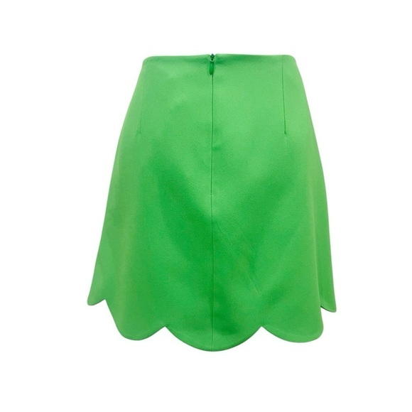 Tara Jarmon Joliette Woven Crepe Scallop Hem A-Line Mini Skirt Vert Green NWT - Picture 4 of 10